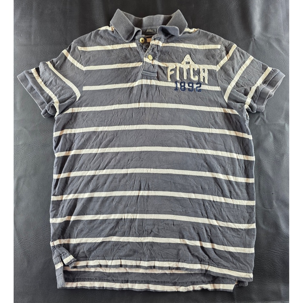 Abercrombie & Fitch Mens XXL Blue Striped Muscle Fit Polo Shirt Fitch 1892 Logo